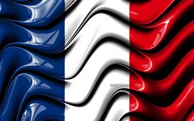 Bandiera francese, 4k, Europa, simboli nazionali, Bandiera della Francia, 3D arte, la Francia, i paesi Europei, Francia in 3D bandiera