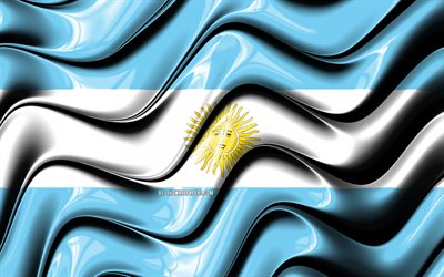 Argentino, bandiera, 4k, Sud America, simboli nazionali, Bandiera dell&#39;Argentina, 3D arte, Argentina, paesi dell&#39;america del Sud, Argentina 3D bandiera