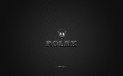 Rolex logo, metal emblem, apparel brand, black carbon texture, global apparel brands, Rolex, fashion concept, Rolex emblem