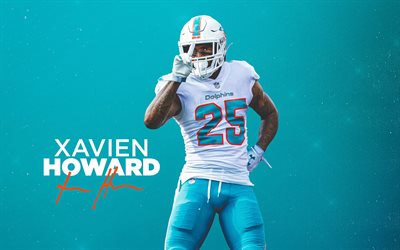 Xavien Howard, fan art, Miami Dolphins, minimalism, NFL, kreativa, National Football League, cornerback, Xavien Howard Miami Dolphins