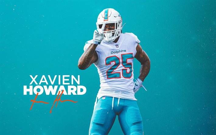 Xavien Howard, fan art, des Dolphins de Miami, le minimalisme, de la NFL, de cr&#233;atif, de la Ligue Nationale de Football, cornerback, Xavien Howard Dolphins de Miami