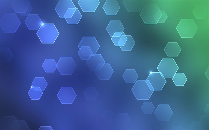 hexagones bleus de fond, abstrait, hexagones, hexagone mod&#232;les, la g&#233;om&#233;trie, les hexagones des textures, des formes g&#233;om&#233;triques, des hexagones, fond avec des hexagones