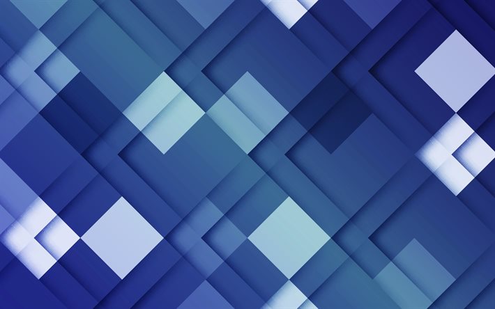 Download wallpapers blue rhombuses, 3D art, rhombuses patterns ...