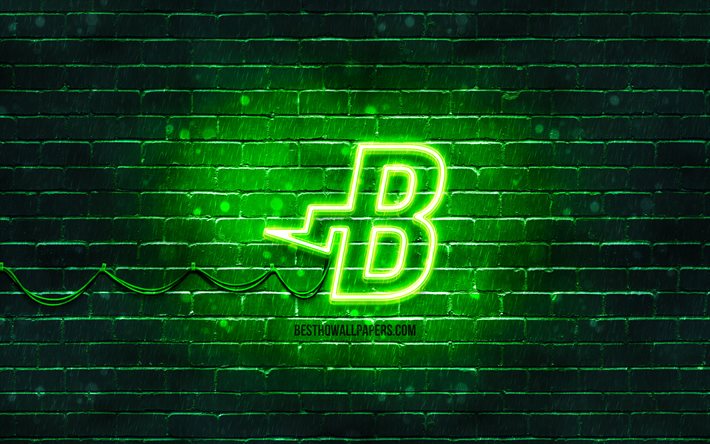 Burstcoin logo vert, 4k, vert brickwall, Burstcoin logo, cryptocurrency, Burstcoin n&#233;on logo, cryptocurrency signes, Burstcoin