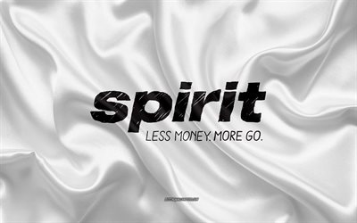 Spirit Airlines logo, airline, white silk texture, airline logos, Spirit Airlines emblem, silk background, silk flag, Spirit Airlines