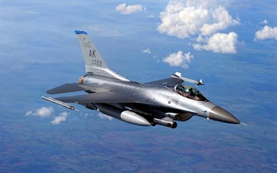 Flying F-16, American Army, General Dynamics F-16 Fighting Falcon, jet fighter, General Dynamics, US Army, combat aircraft, fighter, F-16