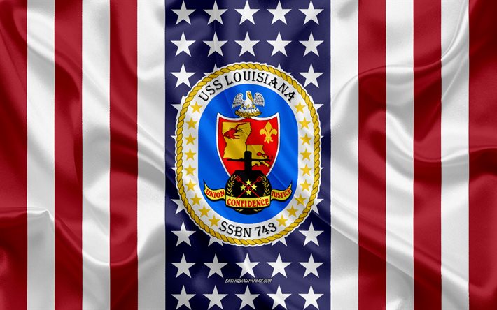 USS Louisiana USS Louisiana Amblemi, SSBN-743, Amerikan Bayrağı, ABD Deniz Kuvvetleri, ABD, USS Louisiana Rozet, ABD savaş gemisi, Amblemi