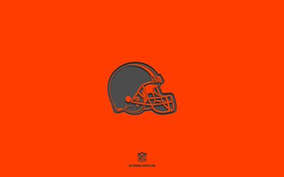 Cleveland Browns, oranssi tausta, amerikkalaisen jalkapallon joukkue, Cleveland Brownsin tunnus, NFL, USA, amerikkalainen jalkapallo, Cleveland Brownsin logo