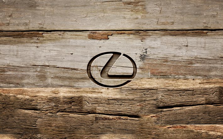 Logo en bois Lexus, 4K, fonds en bois, marques de voitures, logo Lexus, cr&#233;atif, sculpture sur bois, Lexus