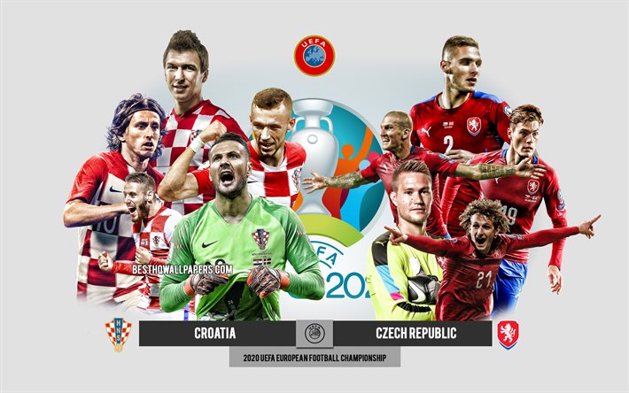 Croatie vs R&#233;publique tch&#232;que, UEFA Euro 2020, Avant-premi&#232;re, mat&#233;riel promotionnel, joueurs de football, Euro 2020, match de football, &#233;quipe nationale croate de football, &#233;quipe nationale de football de la R&#233;publique 