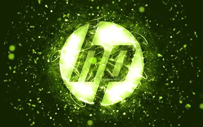 hp lime logo, 4k, lime neonlichter, kreativ, hewlett-packard logo, lime abstrakte hintergrund, hp logo, hewlett-packard, hp