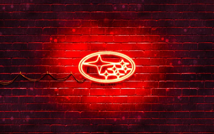 سوبارو شعار أحمر, 4 ك, الطوب الأحمر, شعار سوبارو, ماركات السيارات, سوبارو النيون شعار, سوبارو