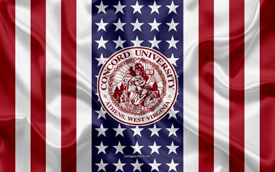 Emblema concord university, bandiera americana, logo Concord University, Atene, West Virginia, USA, Concord University
