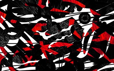 sfondo nero rosso grunge, 4k, creativo, arte astratta, opere d arte, sfondi grunge, sfondi astratti