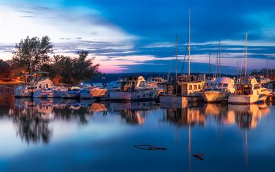 Hamilton Harbor, Lake Ontario, evening, sunset, Hamilton, boats, harbor, Ontario, Canada