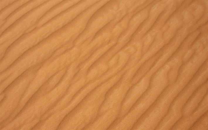 砂の波状のテクスチャ, 4k, 閉じる, 砂の波状の背景, 3dテクスチャ, 砂の背景, 砂のテクスチャ, 黄色い砂
