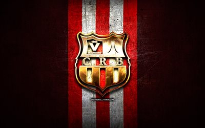 cr belouizdad, altın logo, 1 cezayir ligue professionnelle, kırmızı metal arka plan, futbol, ​​cezayir futbol kul&#252;b&#252;, cr belouizdad logo