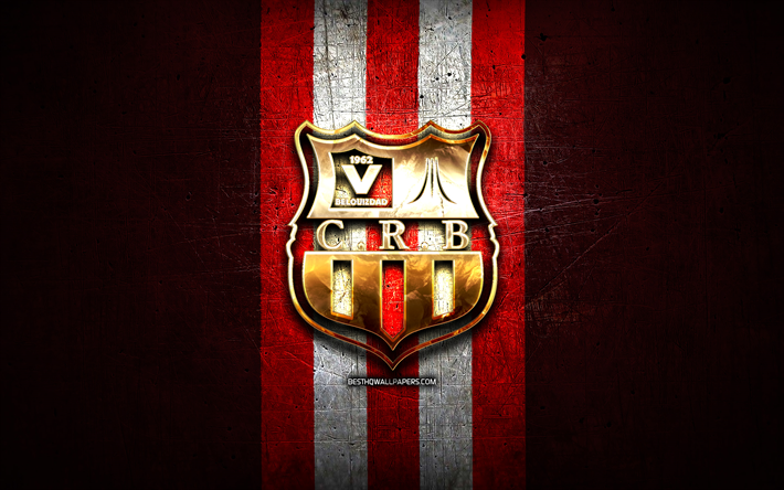 crベルイーズダッド, 金色のロゴ, アルジェリアシャンピオンネル1, 赤い金属の背景, フットボール, アルジェリアのサッカークラブ, crベルイーズダッドのロゴ, サッカー