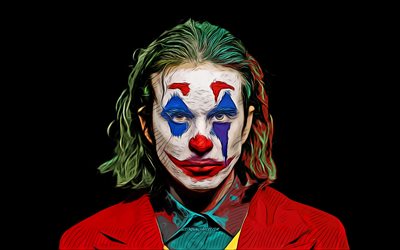 Joker, 4k, vector art, supervillain, black backgrounds, creative, Joker 4K, cartoon joker, Joker minimalism