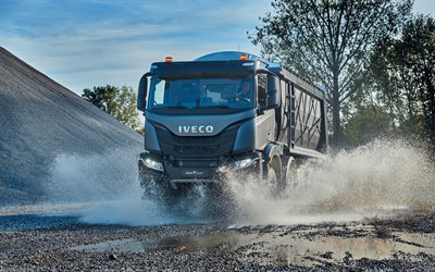 2022, Iveco T-Way, 4k, mining truck, new gray T-Way, new trucks, Dump Truck, T-Way, Iveco