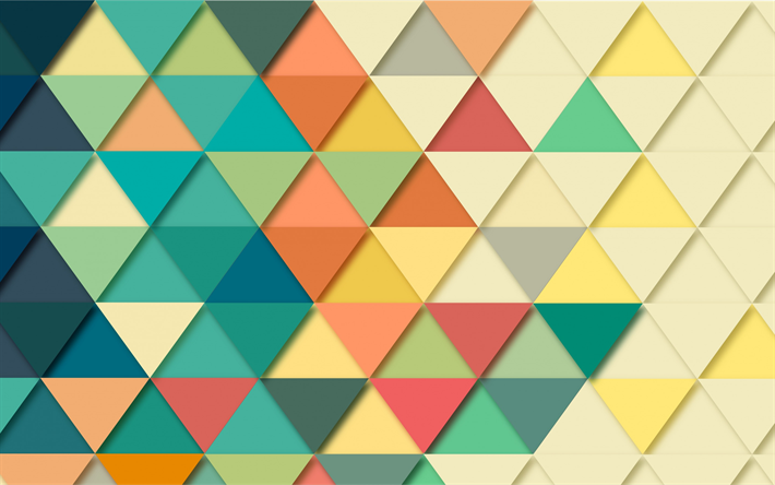 multicolored abstraction, triangles, geometric background, retro, multicolored triangles
