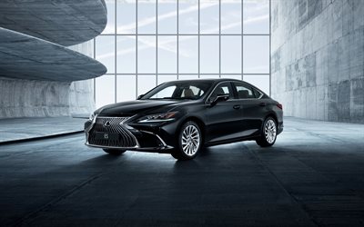 Lexus ES, 2018, luxury sedan, ulkoa, uusi musta, business-luokassa, Japanilaiset autot, ES250, Lexus
