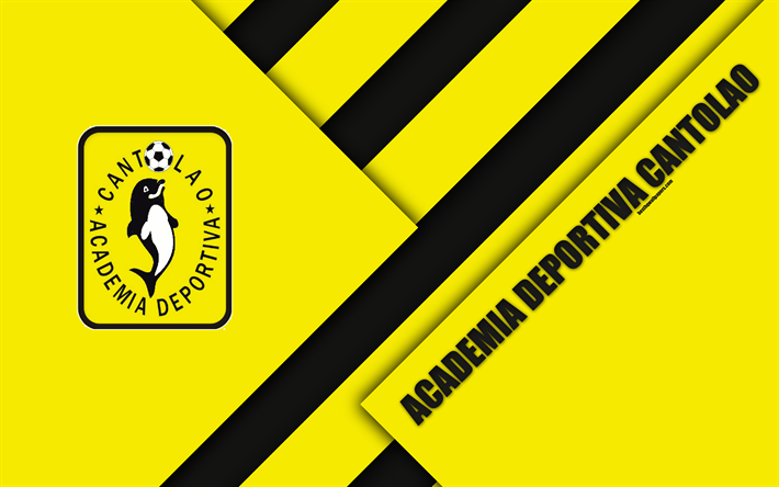 Academia Deportiva Cantolao, 4k, logo, yellow abstraction, Peruvian football club, material design, Peruvian Primera Division, Callao, Peru, football, AD Cantolao