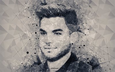 Adam Lambert, 4k, face, creative portrait, geometric art, American singer, art, Adam Mitchel Lambert