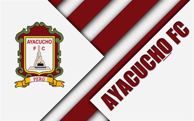 ayacucho fc, 4k, logo, wei&#223;er burgunder abstraktion, peruanischen fu&#223;ball-club, material, design, peruanische primera division, ayacucho, peru, fu&#223;ball