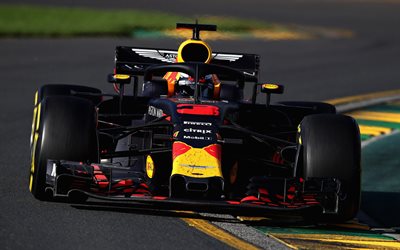 Daniel Ricciardo, Red Bull Racing, Red Bull RB14, 4k, Formula 1, il pilota Australiano, F1, pista di corsa