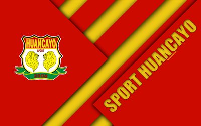 CD Sport Huancayo, 4k, logo, giallo, rosso, astrazione, Nuevo club di calcio, il design dei materiali, Per&#249; Primera Division, Huancayo, Per&#249;, calcio