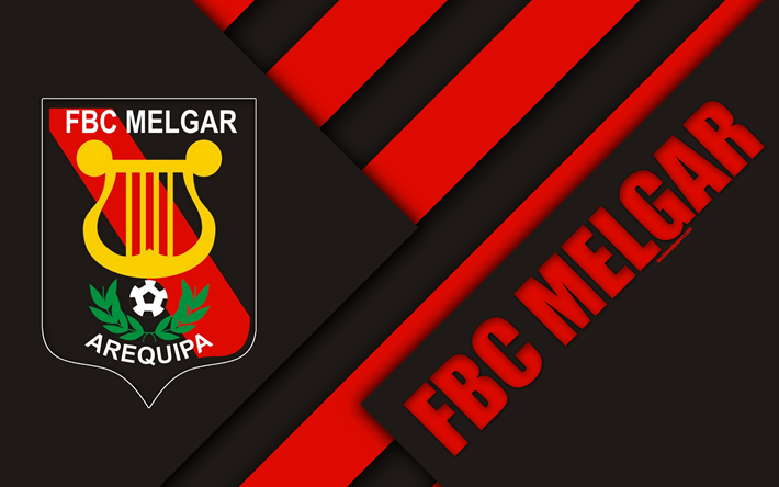 FBC Melgar, 4k, logo, preto e vermelho abstra&#231;&#227;o, Peruana de futebol do clube, design de material, Peruano Primera Divis&#227;o, Arequipa, Peru, futebol