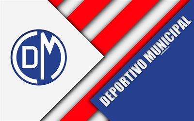 Club Deportivo Municipal, 4k, logo, blu, rosso, astrazione, Nuevo club di calcio, il design dei materiali, Per&#249; Primera Division, Lima, Per&#249;, calcio