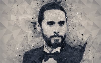 Jared Leto, 4k, American singer, creative geometric portrait, face, art, American rock musician, Thirty Seconds to Mars