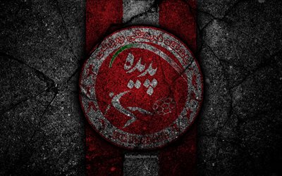 FC Padideh Khorasan, 4k, emblema, Golfo persico Lega Pro, calcio, Iran, Padideh Khorasan, pietra nera, logo, asfalto texture, Padideh Khorasan FC, Iraniano football club
