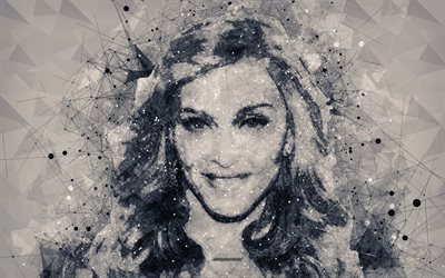 Madonna, 4k, American singer, creative geometric portrait, face, creative art, Madonna Louise Ciccone