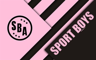 Sport Boys Association, 4k, logo, cor-de-rosa preto abstra&#231;&#227;o, Peruana de futebol do clube, design de material, Peruano Primera Divis&#227;o, Callao, Peru, futebol