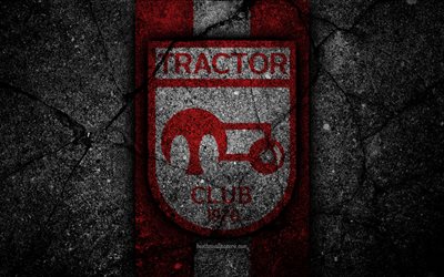 FC Tractor Sazi, 4k, emblem, Persian Gulf Pro League, soccer, Iran, Tractor Sazi, black stone, football, logo, asphalt texture, Tractor Sazi FC, Iranian football club