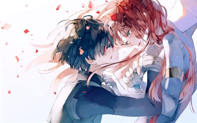 Download wallpapers Zero Two, Hiro, manga, cry, DARLING in ...