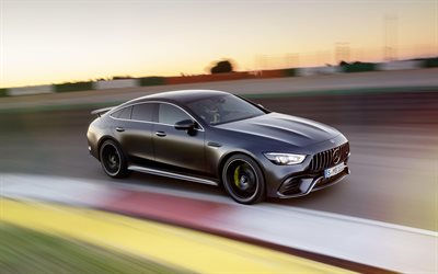 2019, Mercedes-Benz AMG GT63 S, 4-Door Edition 1, 4k, front view, exterior, sports sedan, coupe, new black GT63 S, German cars, Mercedes