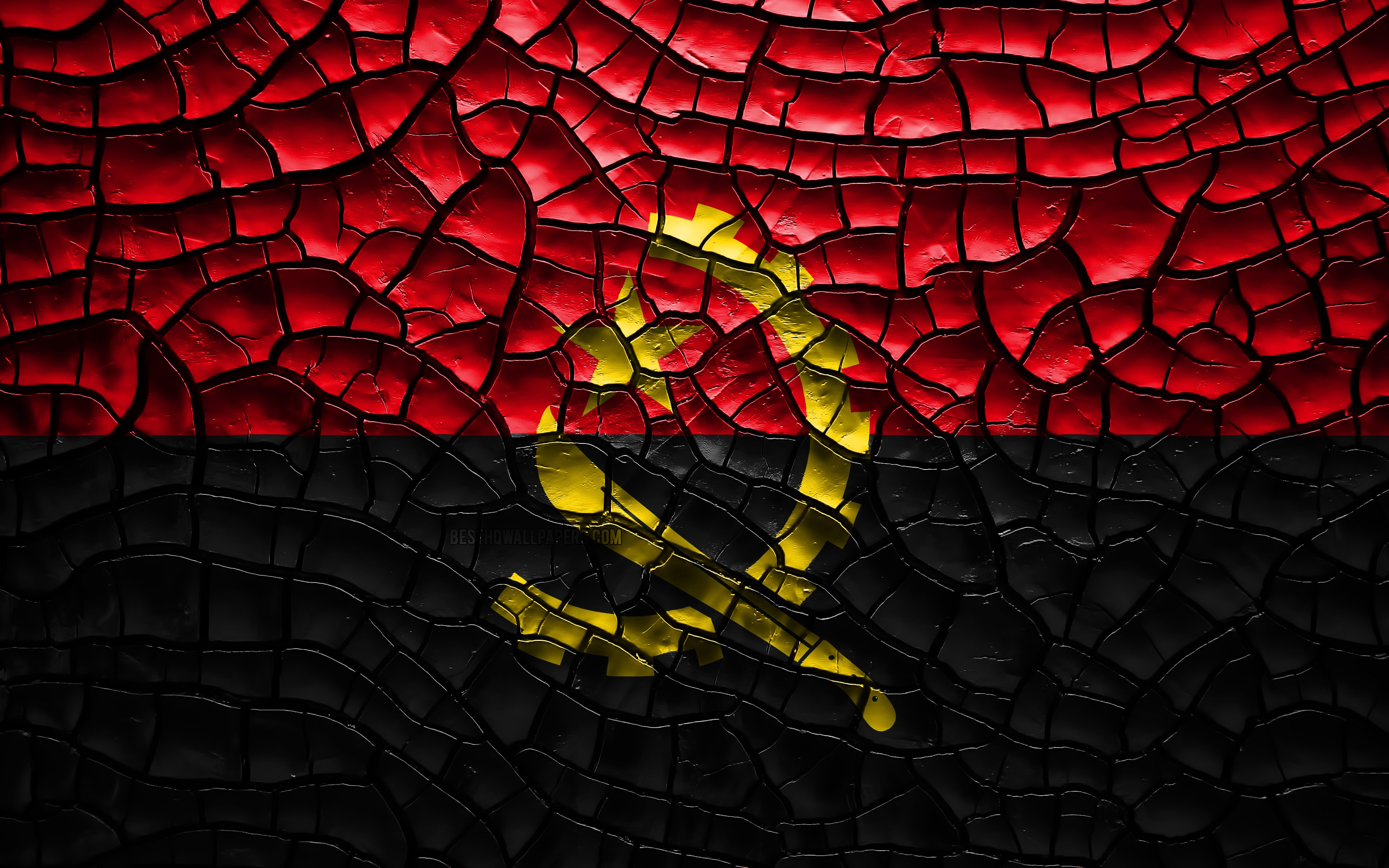 Download Wallpapers Flag Of Angola 4k Cracked Soil Africa Angolan