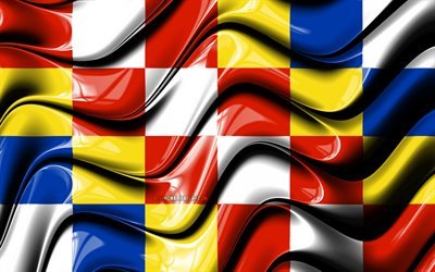 アントワープフラグ, 4k, 州ベルギー, 行政区, 旗のアントワープ, 3Dアート, アントワープ, ベルギー省, アントワープの3Dフラグ, ベルギー, 欧州