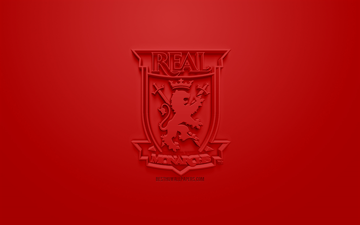Ger&#231;ek H&#252;k&#252;mdarlar, yaratıcı 3D logo, USL, kırmızı arka plan, 3d amblemi, Amerikan Futbol Kul&#252;b&#252;, Amerika Birleşik Devletleri Ligi, Utah, ABD, 3d sanat, futbol, Ger&#231;ek H&#252;k&#252;mdarlar logo, 3d logo şık