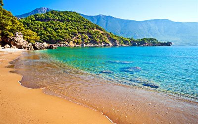 Antalya, beach, mediterranean sea, Turkey, Taurus Mountains, mountain landscape, coast, Antalya Province