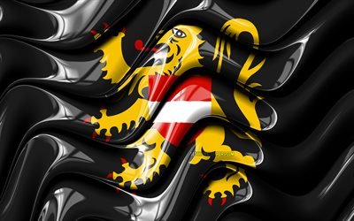 フラマンでおすすめのホ旗, 4k, 州ベルギー, 行政区, 旗のフランドルブラバン, 3Dアート, フランドルブラバン, ベルギー省, フラマンでおすすめのホ3Dフラグ, ベルギー, 欧州
