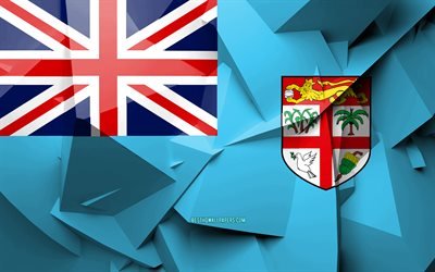 4k, Flag of Fiji, geometric art, Oceanian countries, Fiji flag, creative, Fiji, Oceania, Fiji 3D flag, national symbols