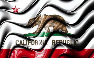 California bayrağı, 4k, Amerika Birleşik Devletleri, il&#231;elere, California Bayrak, 3D sanat, Kaliforniya, California 3D bayrak, AMERİKA, Kuzey Amerika