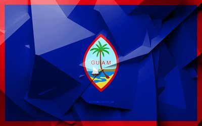 4k, Flag of Guam, geometric art, Oceanian countries, Guam flag, creative, Guam, Oceania, Guam 3D flag, national symbols