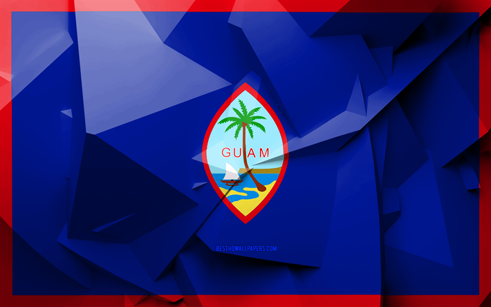 4k, le Drapeau de Guam, geometric art, les pays d&#39;Oc&#233;anie, Guam drapeau, de cr&#233;ativit&#233;, de Guam, de l&#39;Oc&#233;anie, Guam 3D drapeau, symbole national