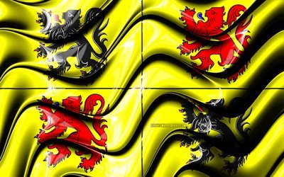 Hainaut &#39; n lipun alla, 4k, Maakunnissa Belgia, hallintoalueet, Lipun Hainaut, 3D art, Hainaut, belgian maakunnissa, Hainaut &#39; n 3D-lippu, Belgia, Euroopassa